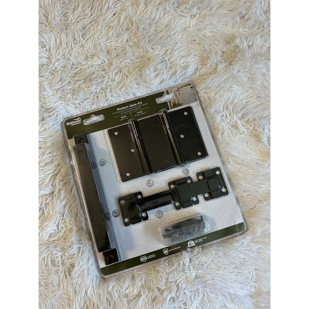 National Hardware Modern Gate Kit 4 pc Set N166-026 Gate Pull, Latch, (2) Hinges
